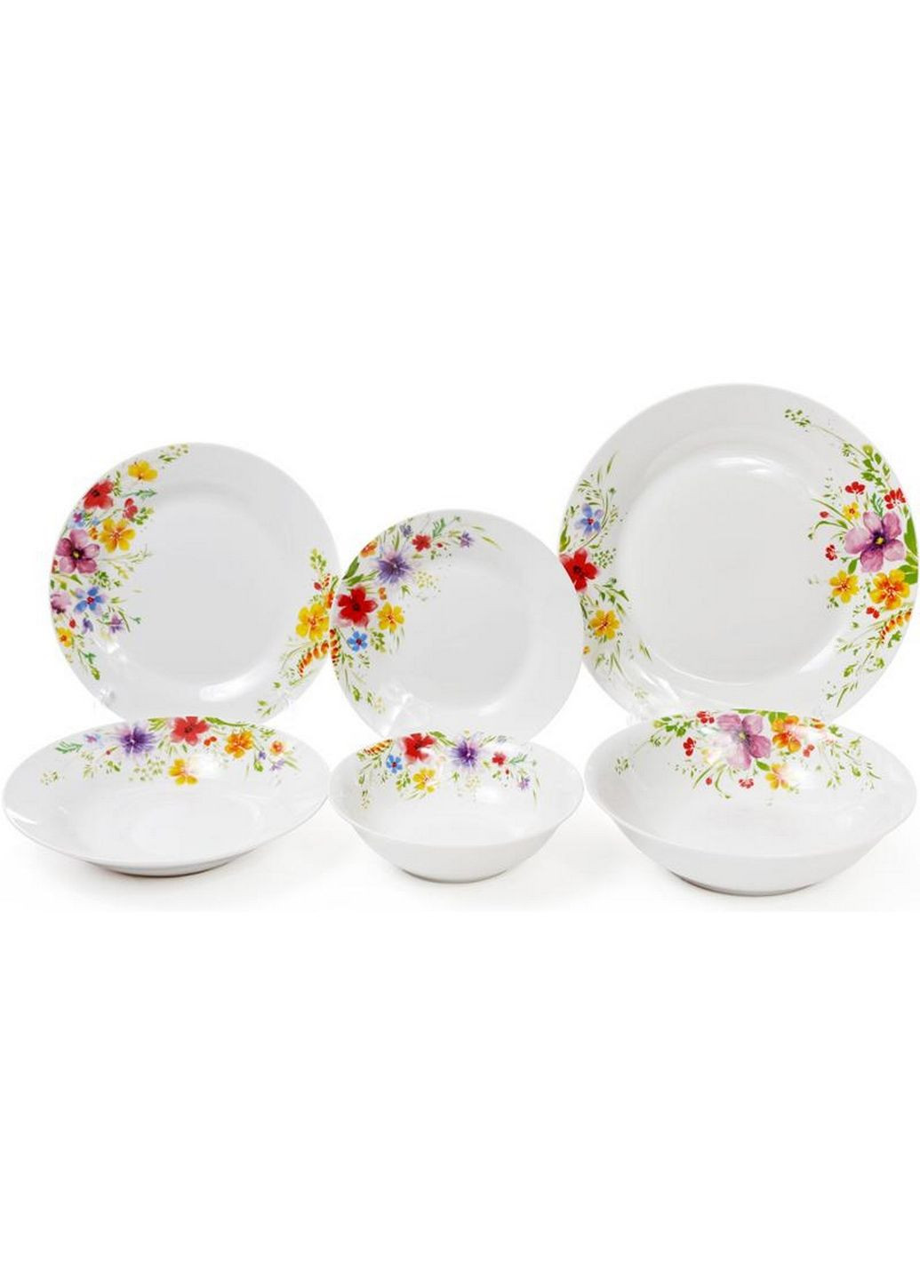 Набор 6 фарфоровых обеденных тарелок "Цветы акварелью" Bona (279311141)