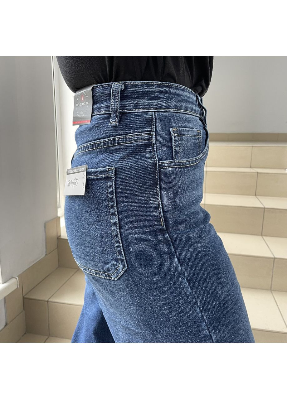 Джинси жіночі Baggy широкі стрейч завищена талія 33 сині No Brand - (361893695)