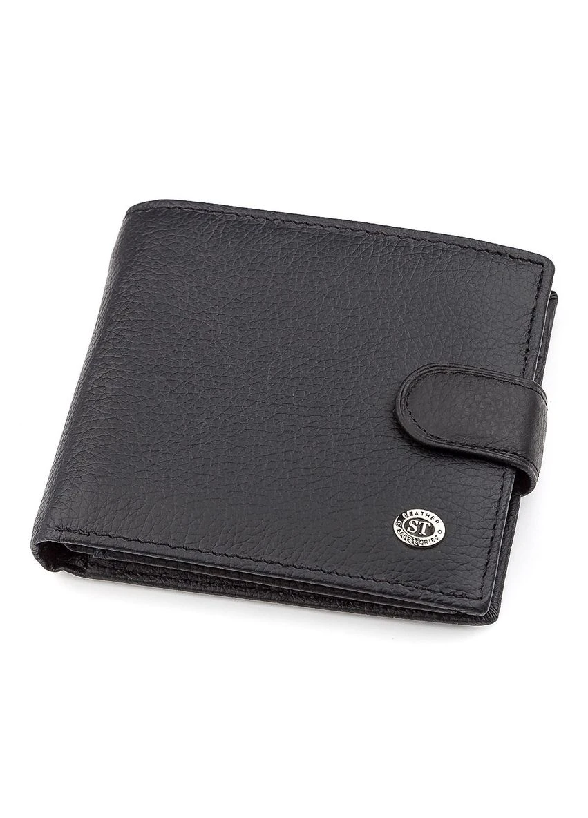 Чоловічий гаманець 18339 (ST138) дуже стильний Чорний st leather (401944806)