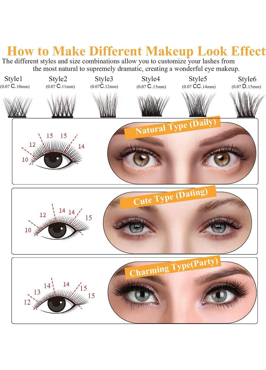 Нарощування вії вдома - багаторазові кластери накладні Пучки макіяж куточки + підводка для надягання Magnetic Lashes (366668499)