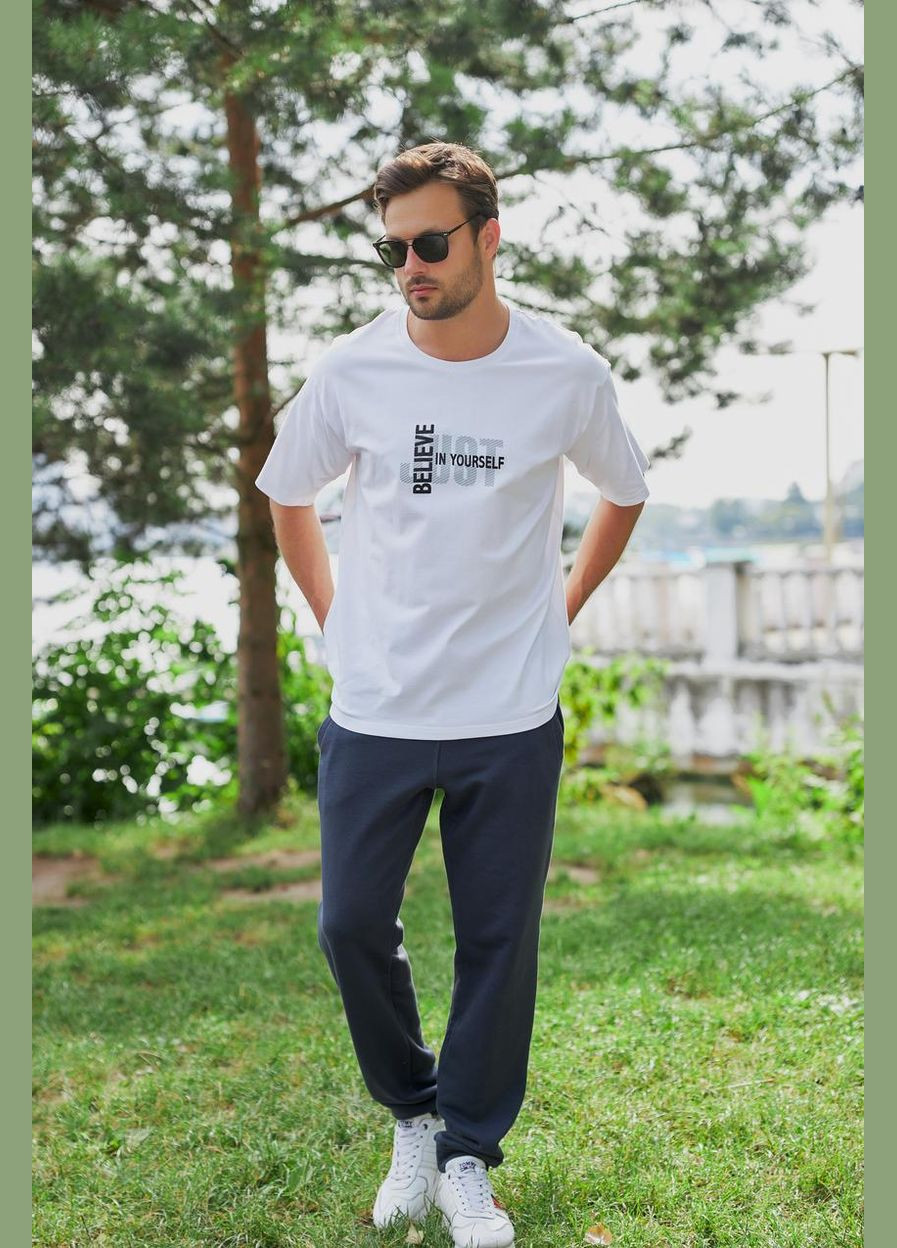 Біла футболка чоловіча oversize "believe in yourself" біла (м130.8) UMON