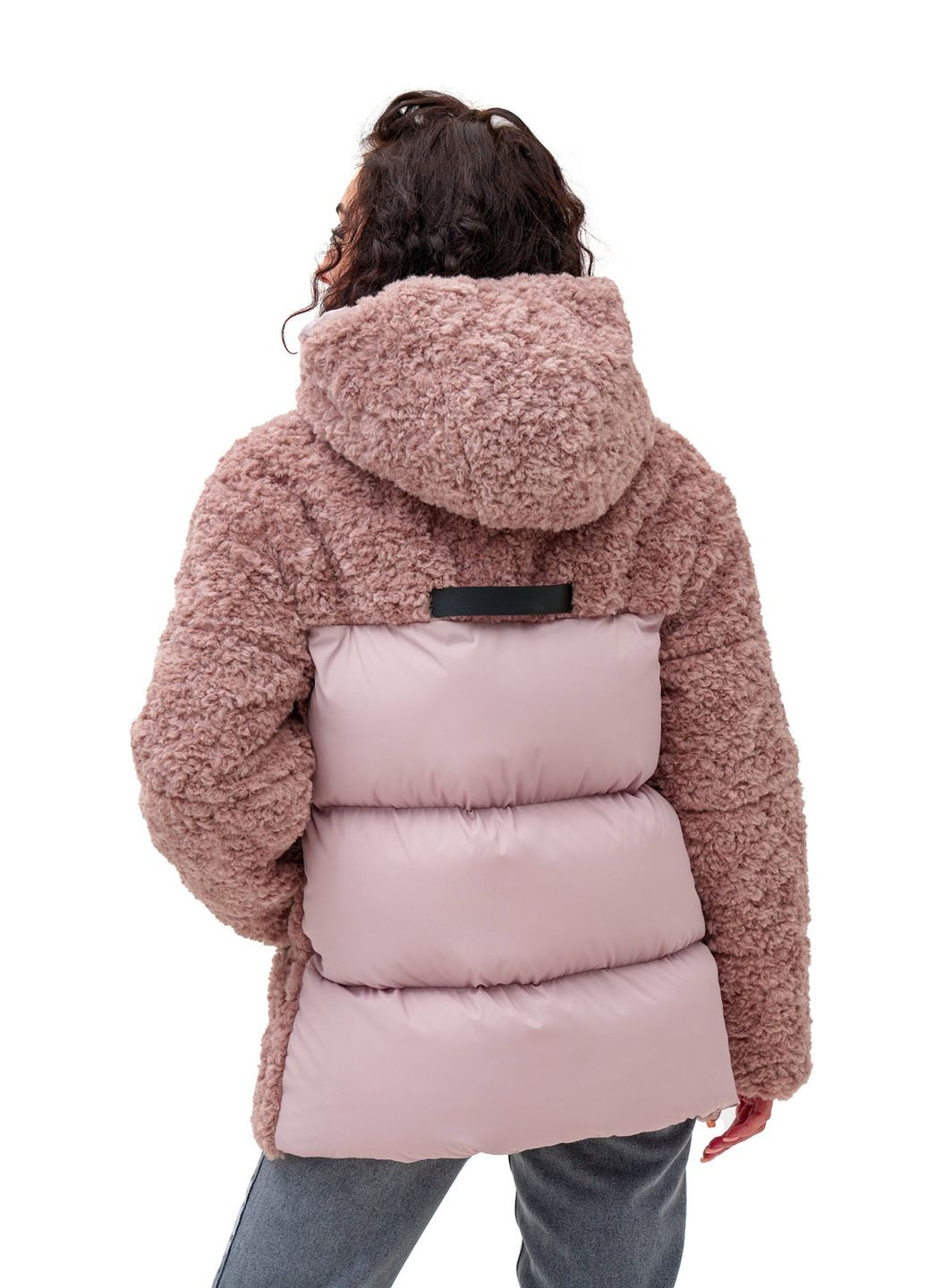 Пудровая зимняя пуховик скай удлинен.пудра (барашек,плащ) Emass