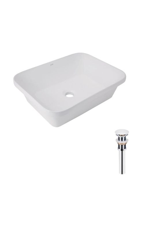 Комплект Scorpio: Врезная раковина прямоугольная 510х390х145 мм White + Донный клапан PU02 Qtap (340276367)