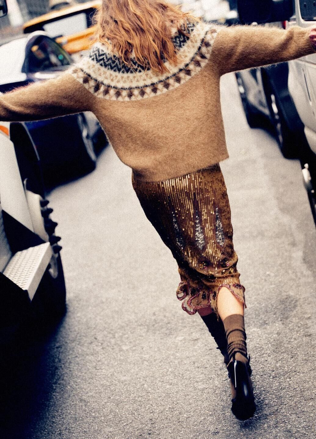 Комбинированный демисезонный свитер Zara