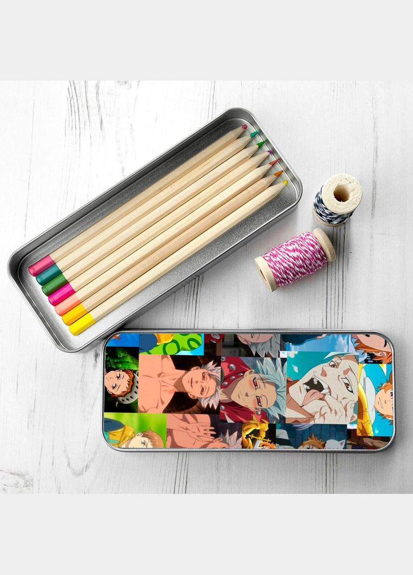 Пенал шкільний для хлопчика та дівчинки металевий Сім смертних гріхів #001 7*18 см Silver No Brand (309159134)