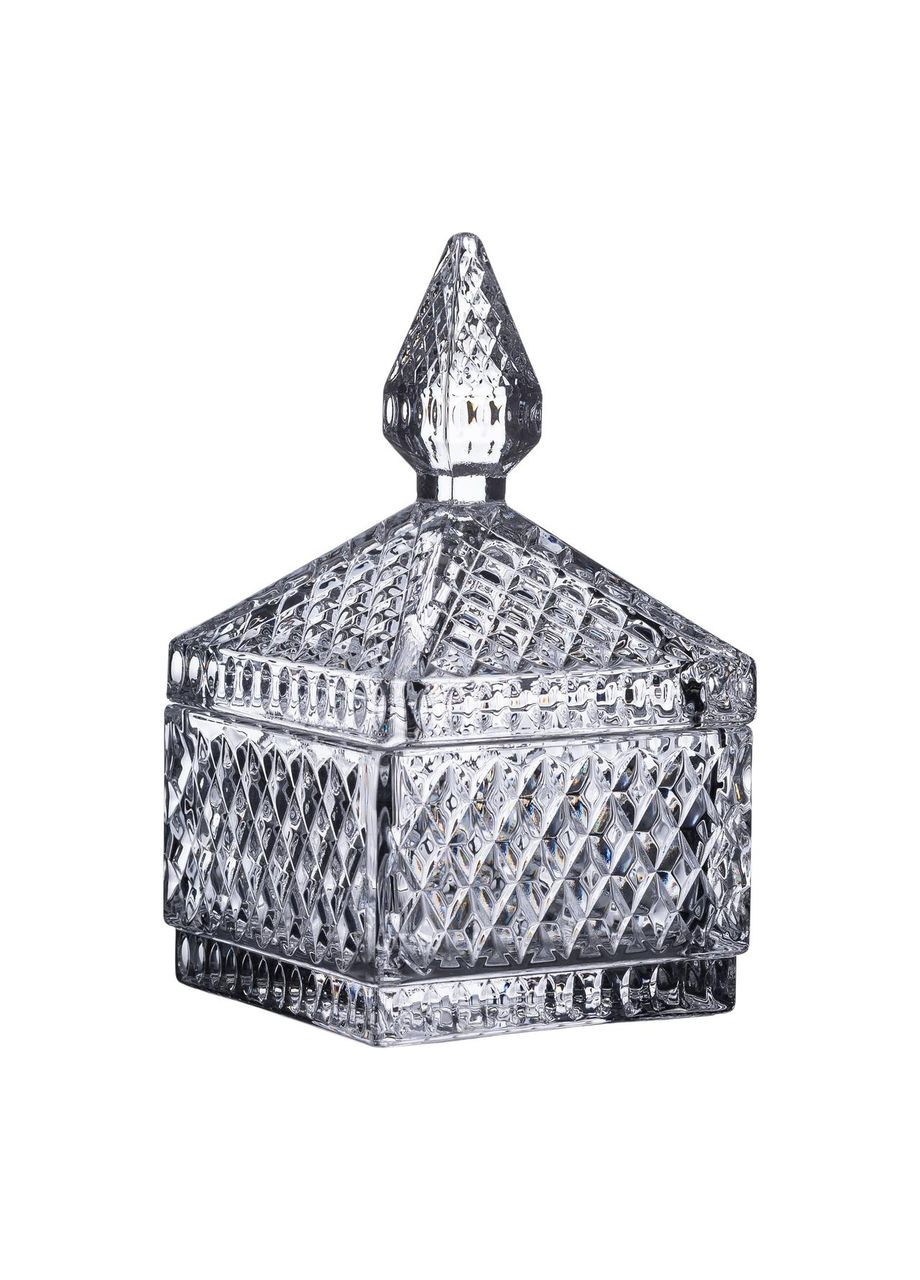 Конфетница стеклянная с крышкой 8.5х8.5х15 см квадратная HP-YH-27 Yiwu (322654132)