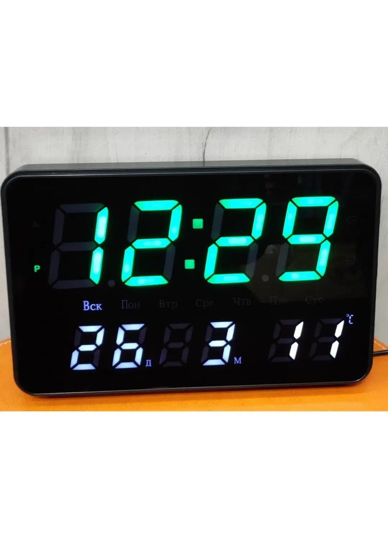 Електронні настінні годинники з датою і термометром 2508, настільний LED годинник з яскравим підсвічуванням No Brand (323000731)