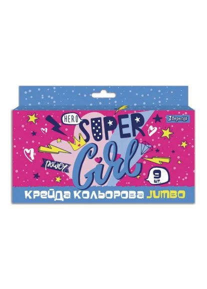 Крейда кольорова 9 шт, JUMBO "Cool girl" (400409) 1 Вересня (394053065)