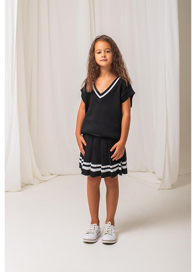 Черная кэжуал однотонная юбка Art Knit плиссе