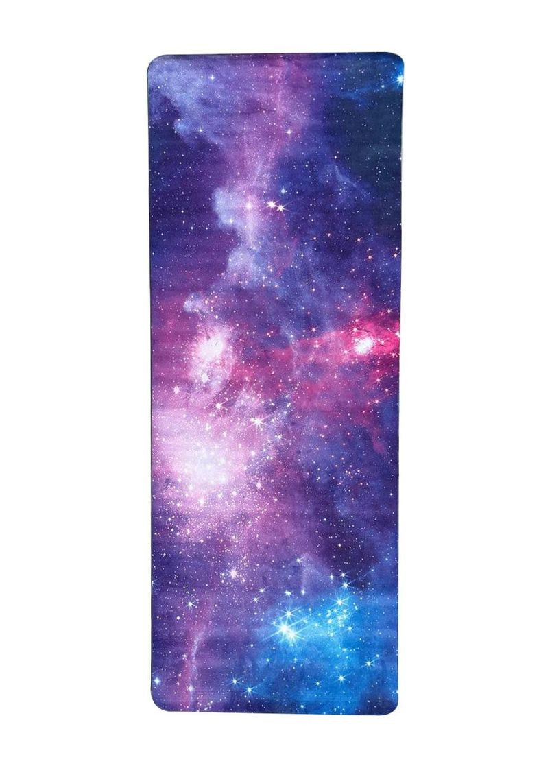 Коврик для йоги и фитнеса двухслойный каучук с замшей 183*68*0.3 см с принтом фиолетовый No Brand (336965519)