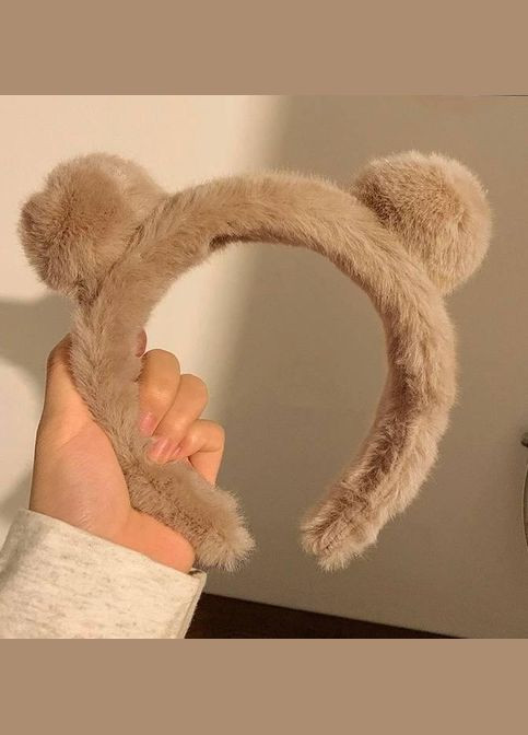 Пухнастий м'який обруч обідок для вмивання та б'юті-процедур, з вушками No Brand (323156784)