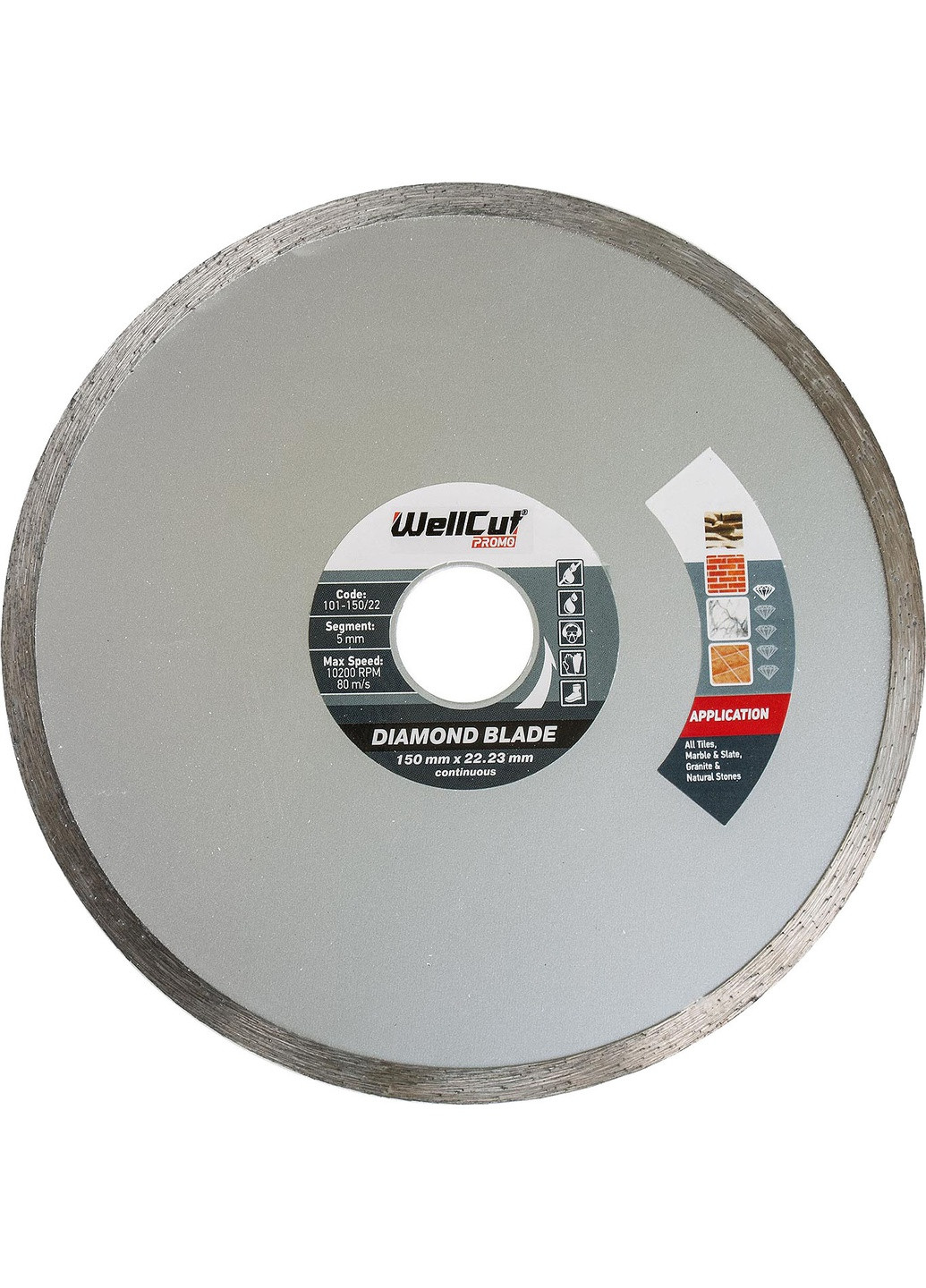 Алмазний диск Promo (150х22.23 мм) круг відрізний по каменю (21737) WellCut (286423517)