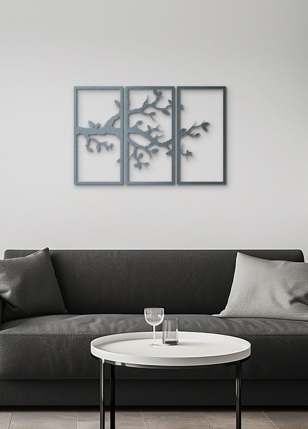 Настенный декор для дома, картина лофт "Ветвь вишни картина модульная", декоративное панно 80х125 см Woodyard (292112222)
