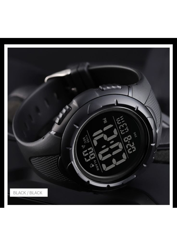 Часы электронные черные с будильником и секундомером для мужчин спортивные и casual ProDobro (367266854)