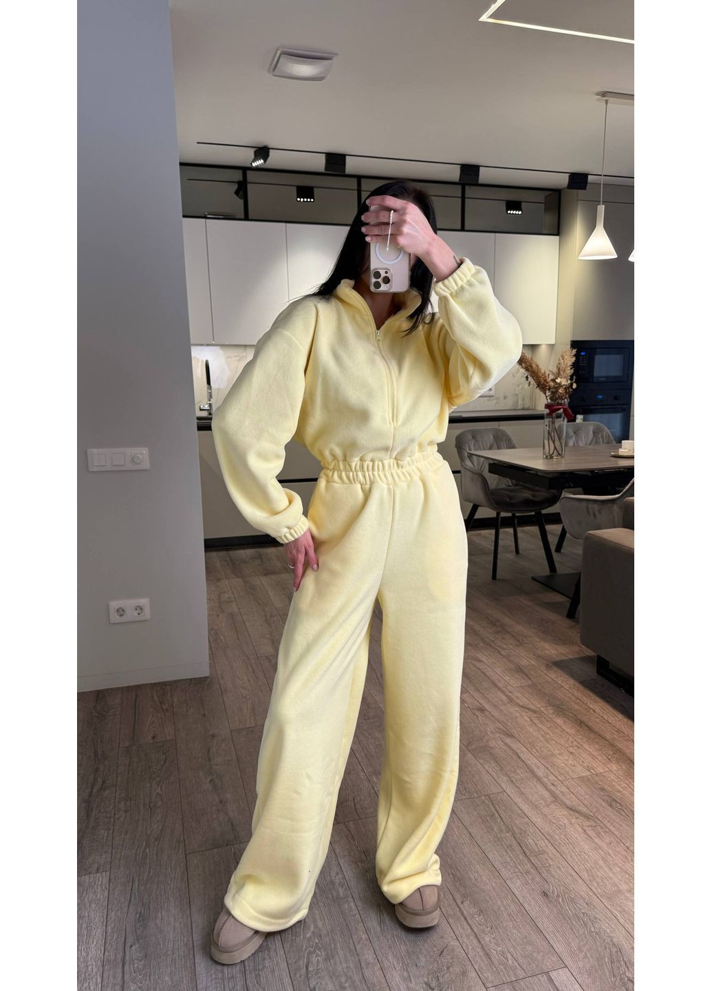 Тёплый флисовый комбинезон Oversize No Brand С1525-1283/3 комбинезон-брюки светло-жёлтый флис