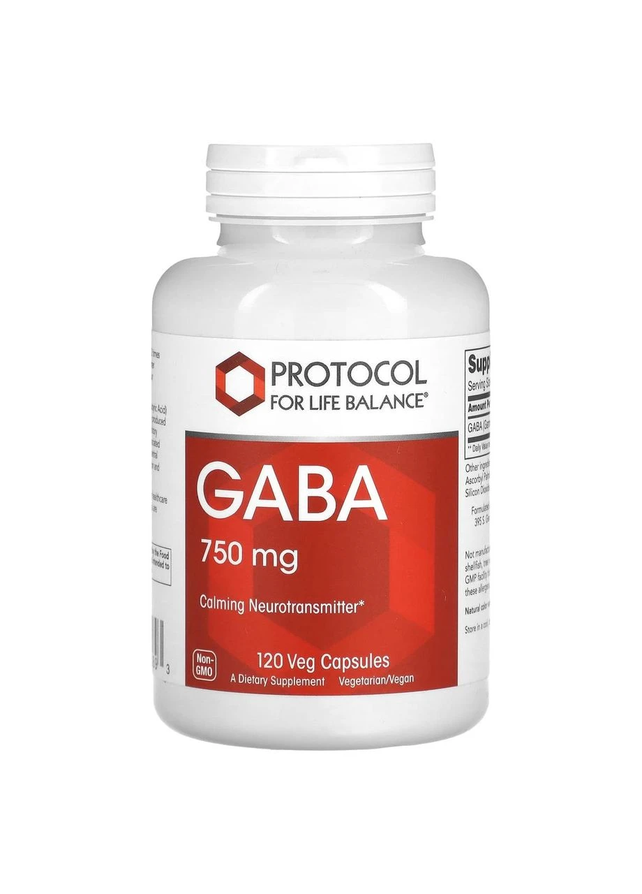 Гамма-аміномасляна кислота ГАМК GABA 750 мг 120 капсул Protocol for Life Balance (380904317)