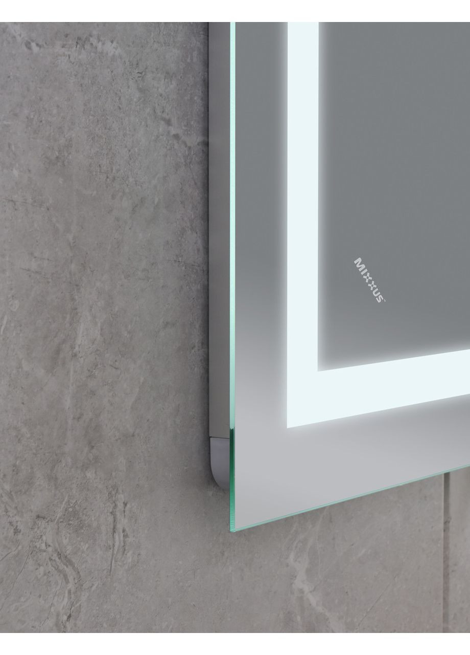 Дзеркало WARM MR02-90x70 з Led Touch, Anti-fog, димером, регулятором яскравості, годинником (MI6673) Mixxus (322005052)