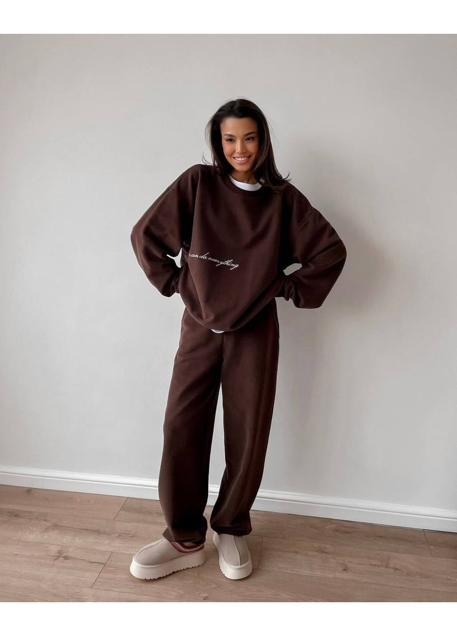 Костюм (світшот, штани), колір Темно-коричневий Fashion (361668147)