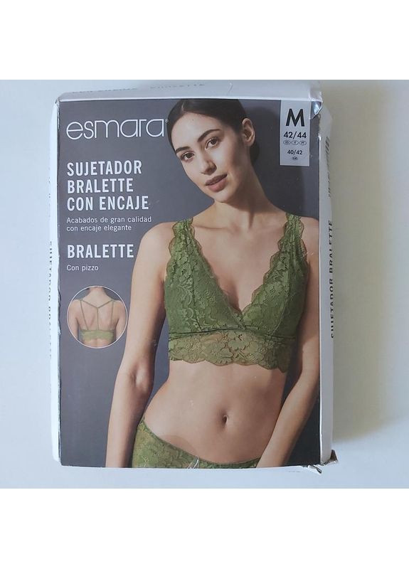 Темно-зелений бралетт бюстгалтер бралет топ мереживніий Esmara без кісточок мереживо