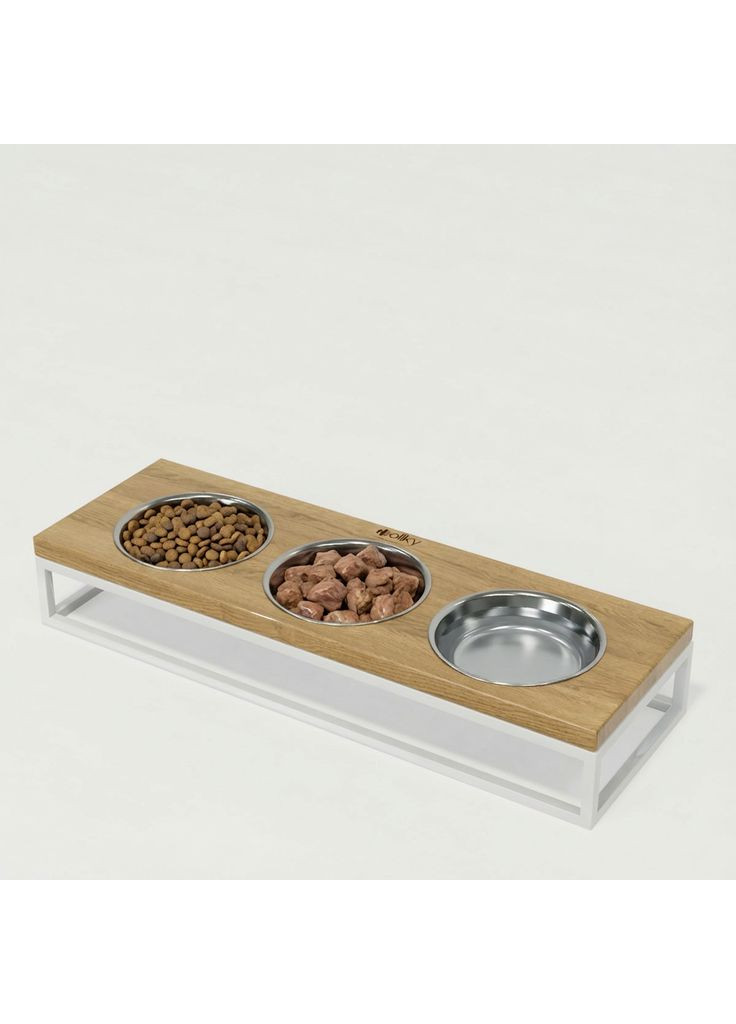 Миски на подставке для кошек и маленьких собак Base Bar (3×0,45 л) Bar-54187-WHNT Hollky (365652752)