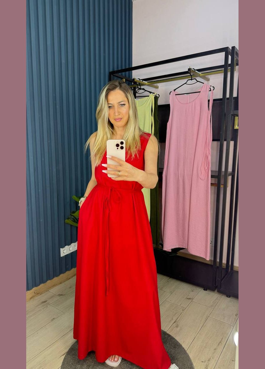 Червона повсякденний сукня жіноча Гермес однотонна