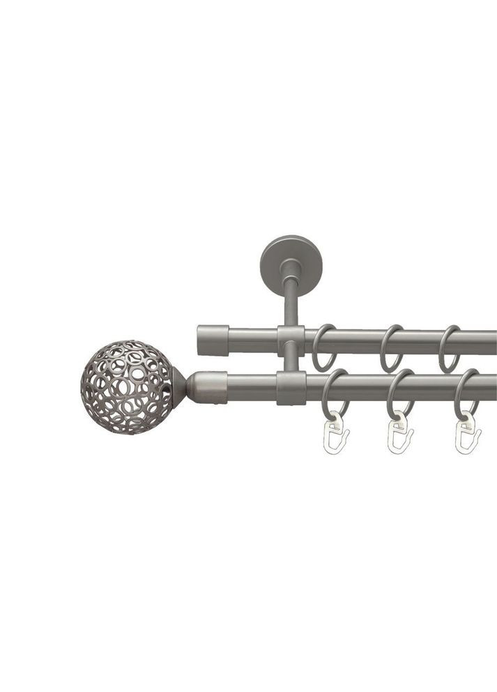 Карниз Савона металлический двухрядный закрытая гладкая труба Сатин 16\16 мм 300 см (00-00022660) ORVIT (300693195)