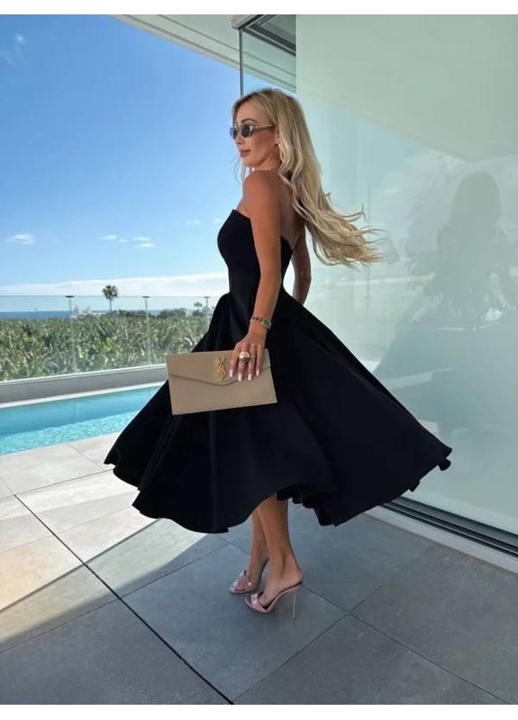 Чорна святковий, вечірня, кежуал жіноча сукня з пишною спідницею No Brand однотонна