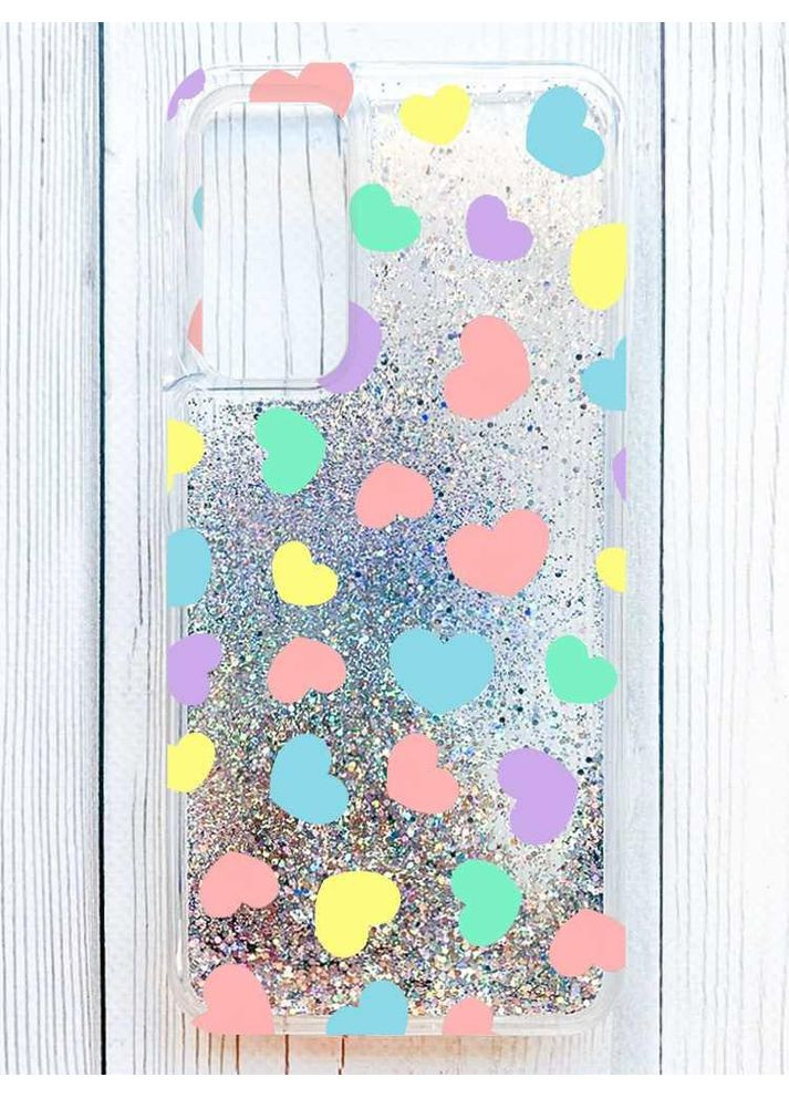 Чохол з плаваючими срібними блискітками на Samsung Galaxy S24 FE Сердечка (принт 335) Creative (362967189)