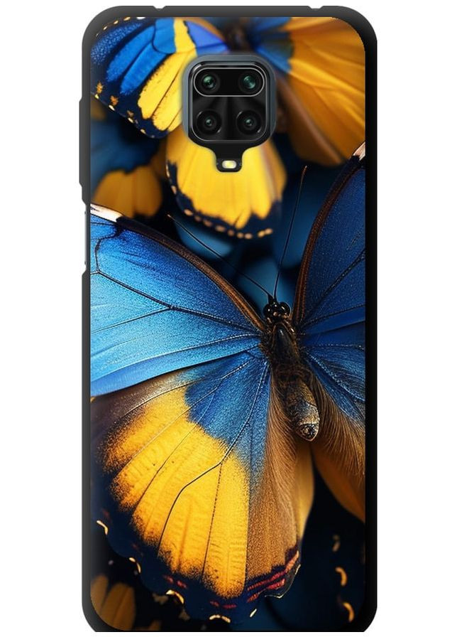 TPU чорний чохол 'Жовто-блакитні метелики' для Endorphone Xiaomi Redmi Note 9 Pro (285703317)