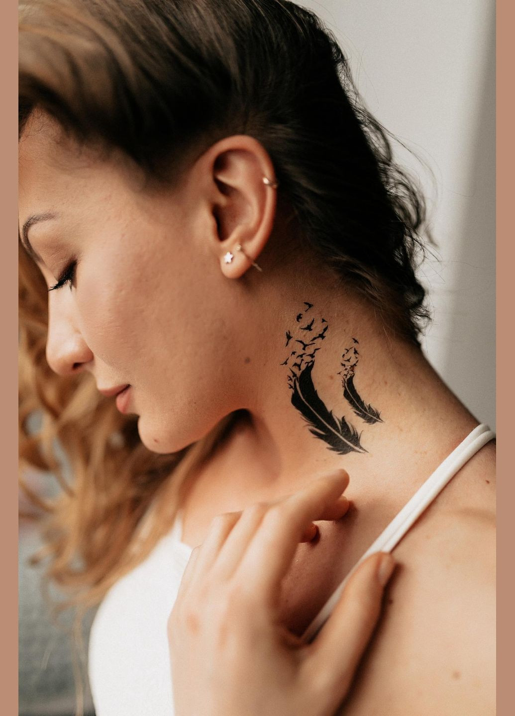 Временная водостойкая тату "3 пера" No Brand (314879014)