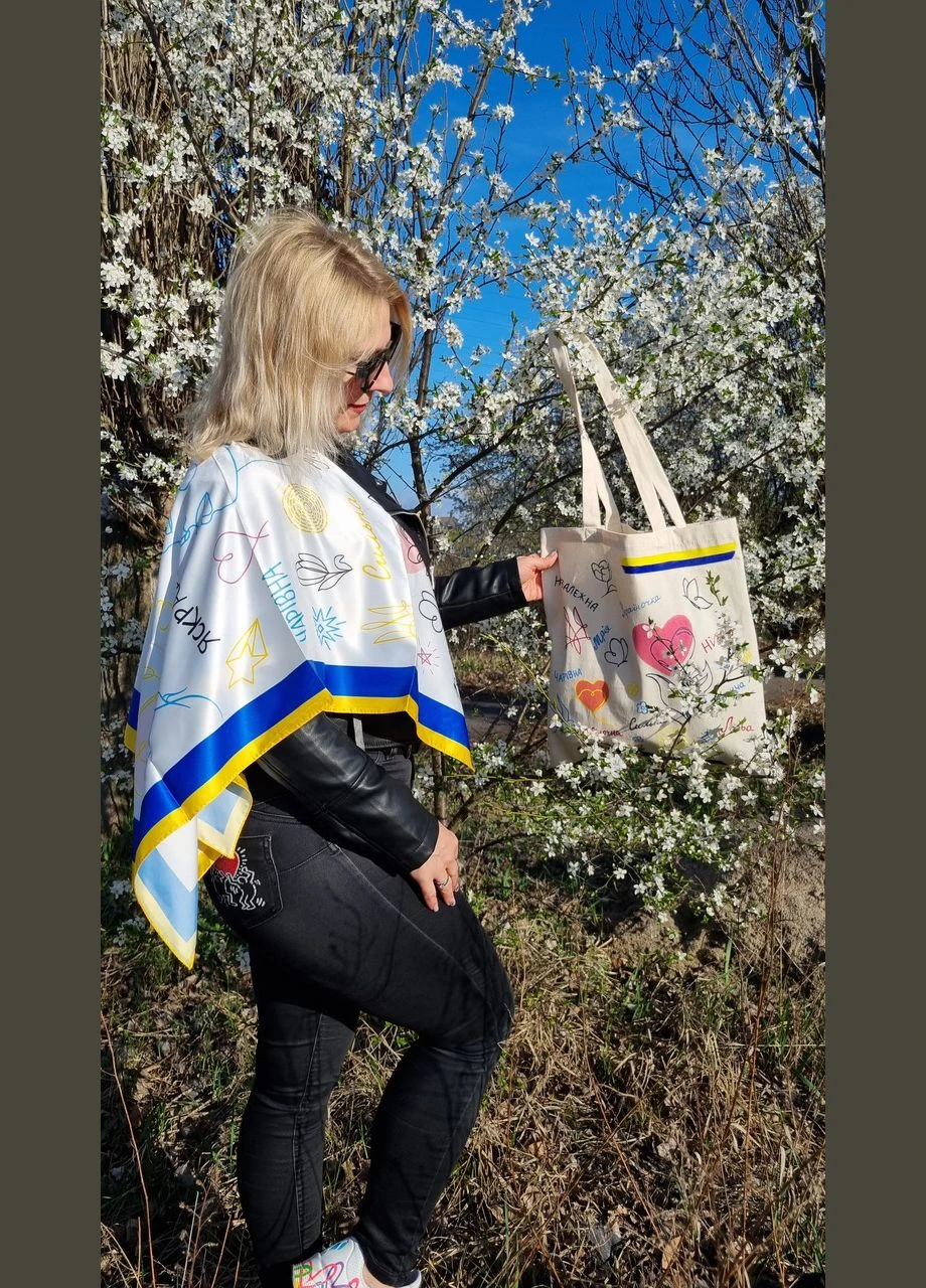 Подарунковий набір. Хустка Патріотична, Сумка Шопер ручної роботи. Handmade No Brand (393103592)