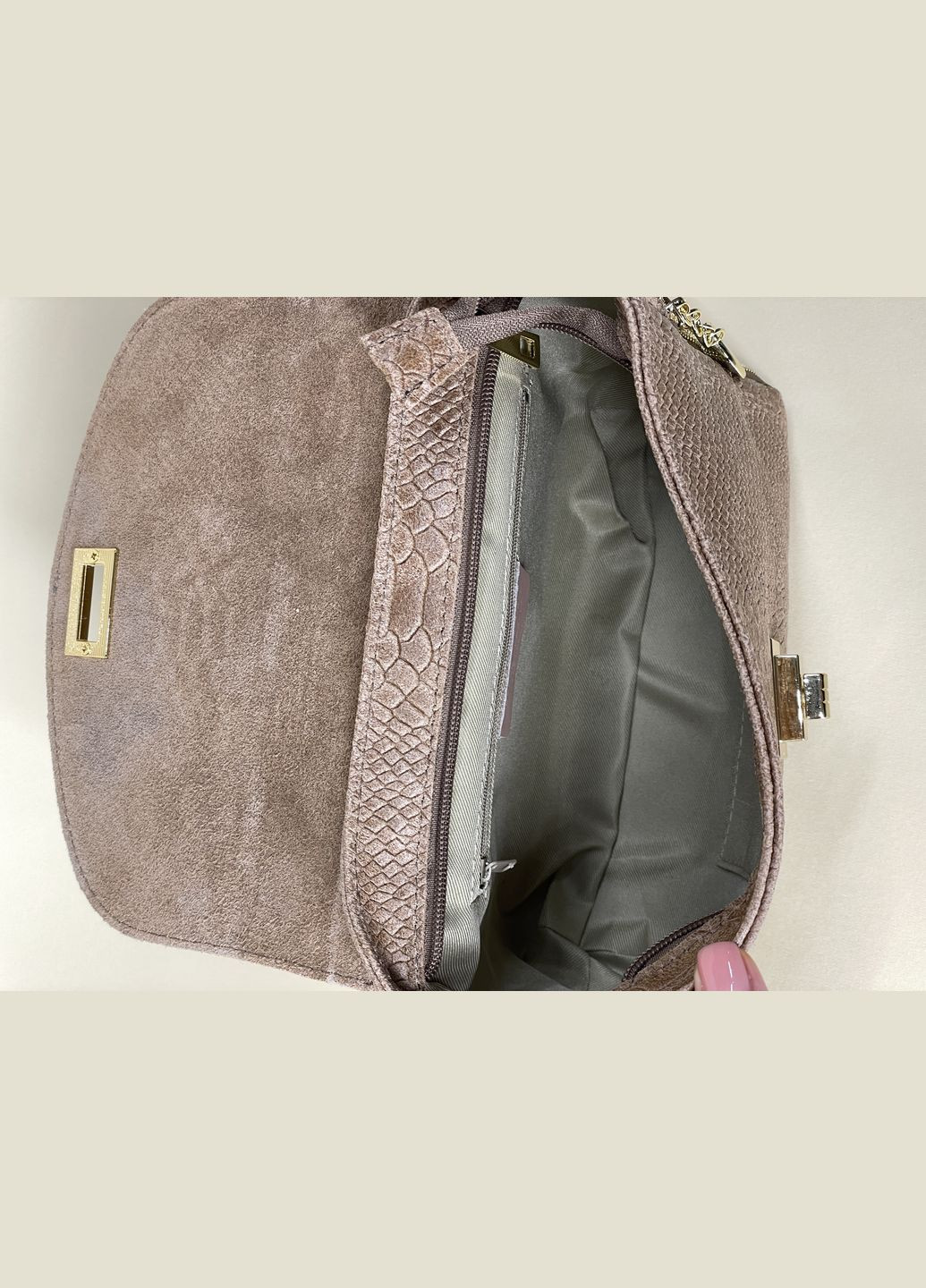 Сумка жіноча Італія, натуральна шкіра та замш, з фактурою змія, кросбоді через плече, елегантна Firenze Кросбоді (341251998)