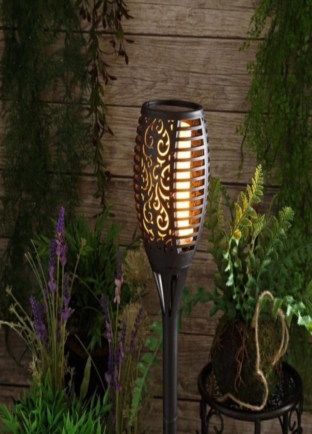 Ліхтар із ефектом полум'я 52 см на сонячній батареї для саду мерехтливий вогонь No Brand (304537909)