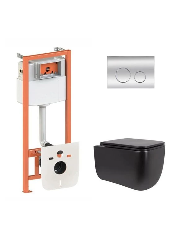 Готовое решение для ванной комнаты: подвесной унитаз Gemini Ultra Quiet 530х365х373 + комплект инсталляции Nest 4 в 1 (круглая Qtap (397566710)