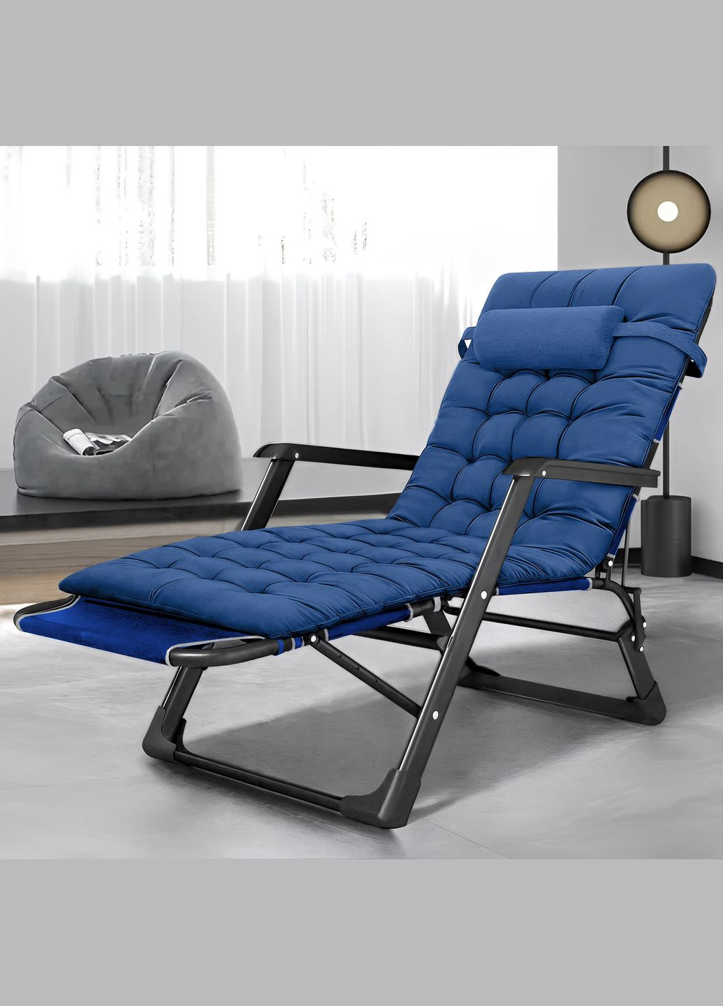 Раскладное кресло кровать с подушкой Темно-синий (LB-FCB-G1-BLU) LEOBRO (346530667)