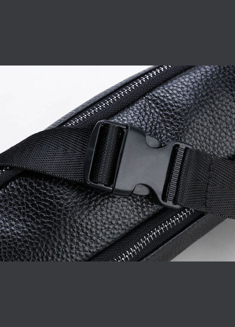 Чоловіча шкіряна сумка бананка на груди поясна м'яка чорна (sku_1069) No Brand (346078163)