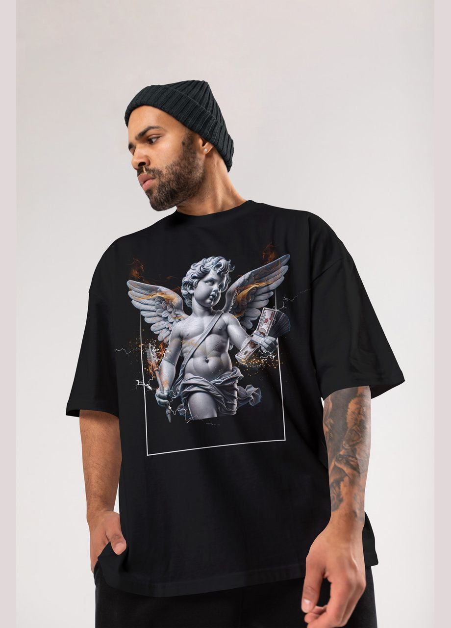 Черная мужская футболка оверсайз urban черная высокая плотность с длинным рукавом Mishe