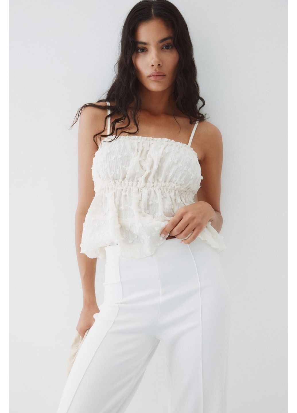 Жіночі прямі штани Н&М (58460) М Білі H&M (347146736)