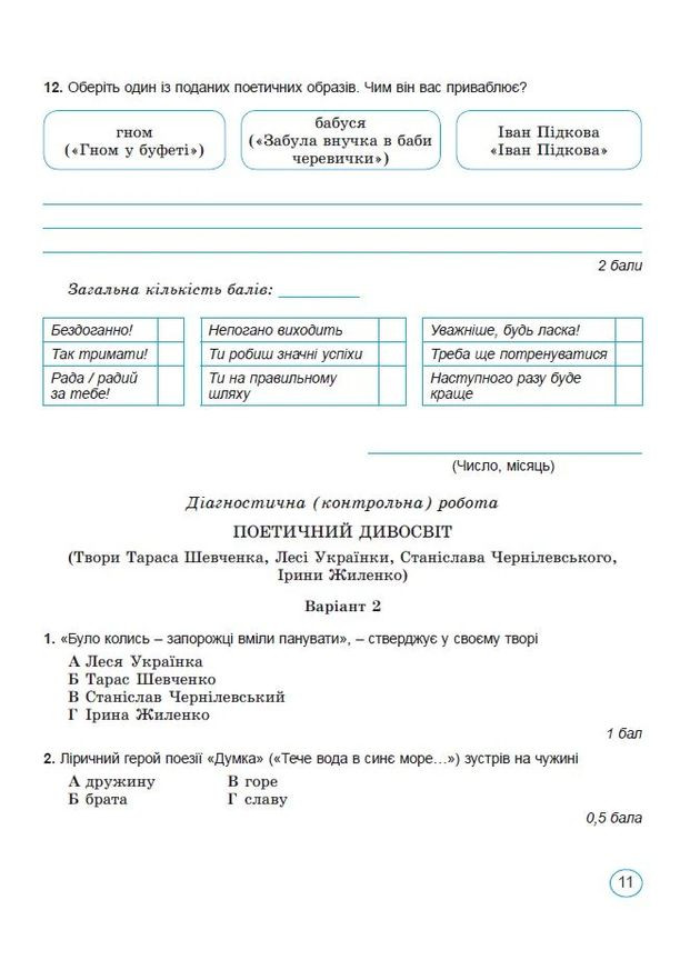 Украинская литература 6 класс. Тетрадь для итоговой оценки и проектной деятельности Генеза (370058780)