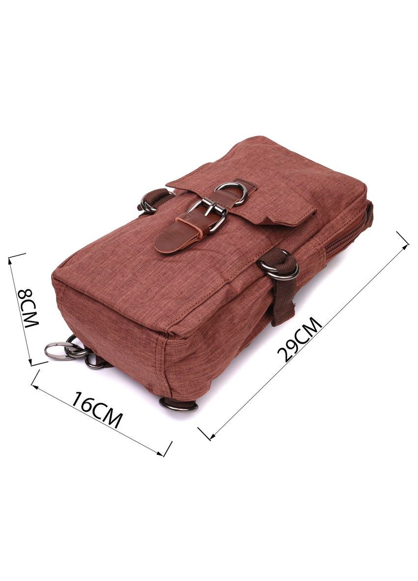 Сумка слінг чоловіча через плече щільного текстилю коричнева 22186 Vintage (362418114)