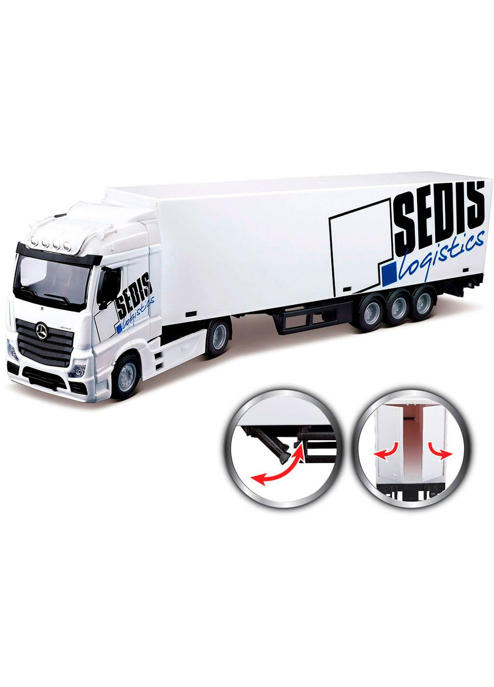 Ігровий набір Фура Mercedes-Benz Actros c навантажувачем, 1:43, білий Bburago 18-31471 (331860582)