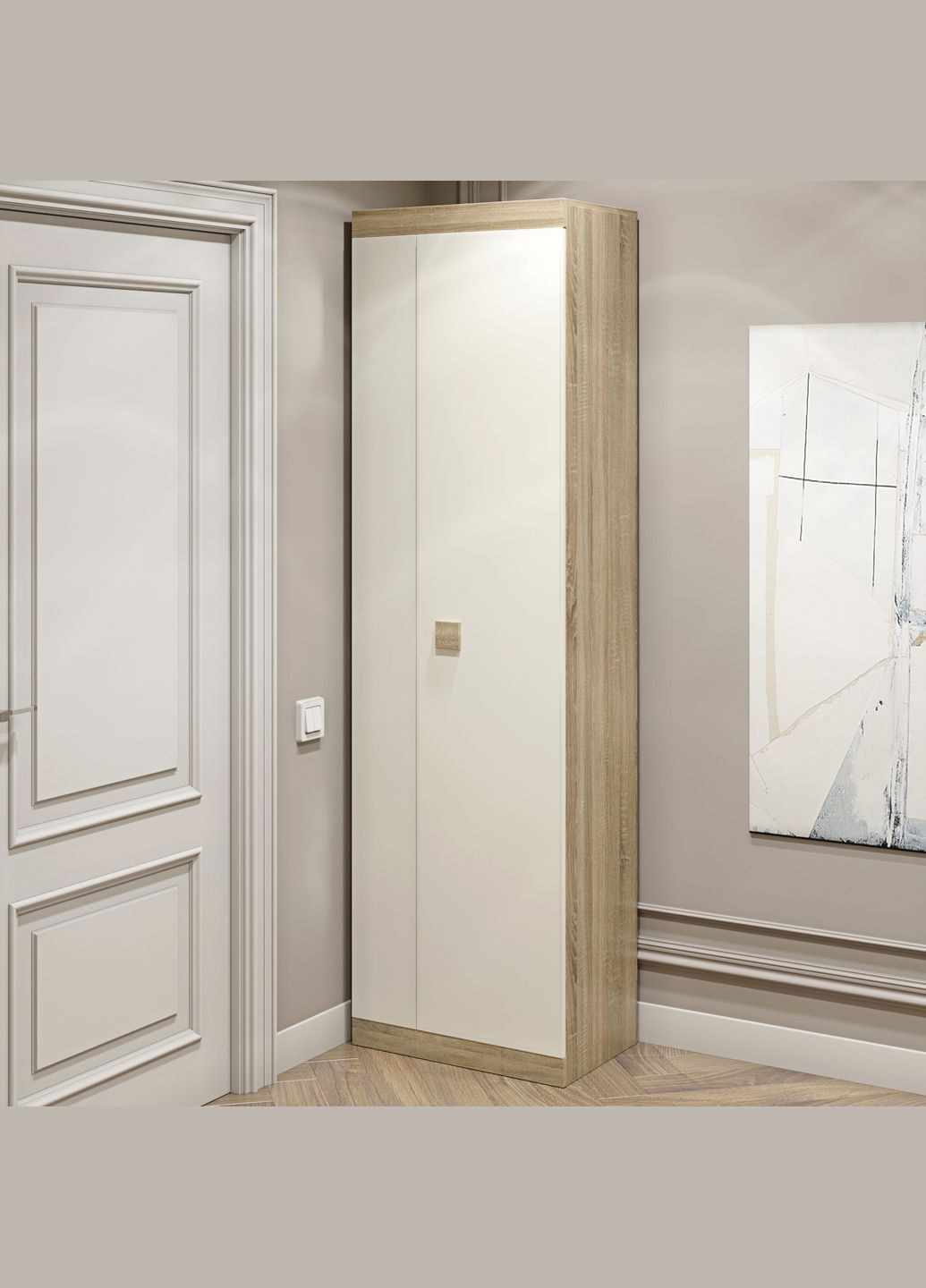 Шкаф распашный Соната-600 дуб сонома/белый (EVR-2307) Еверест (324066527)