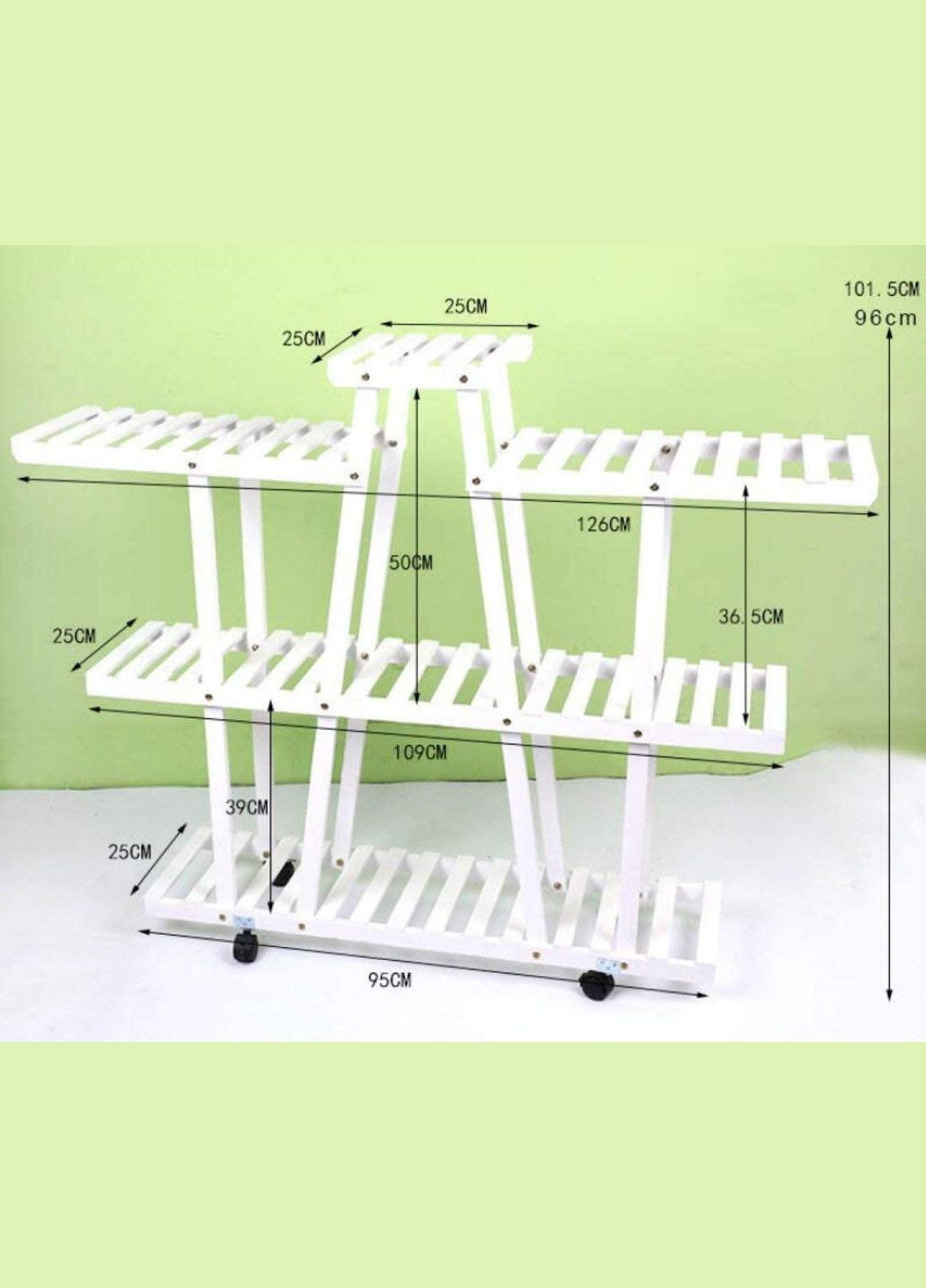 Подставка для цветов из дерева Мезье на колесах зефир (ЦВТ-112220) No Brand (328225629)