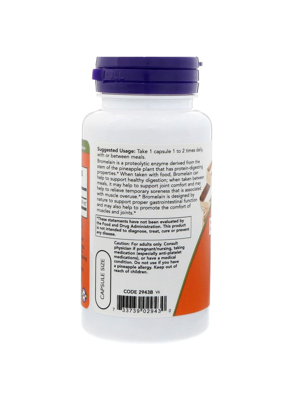 Бромелайн, Bromelain,, 500 мг, 60 капсул Now Foods (364312899)