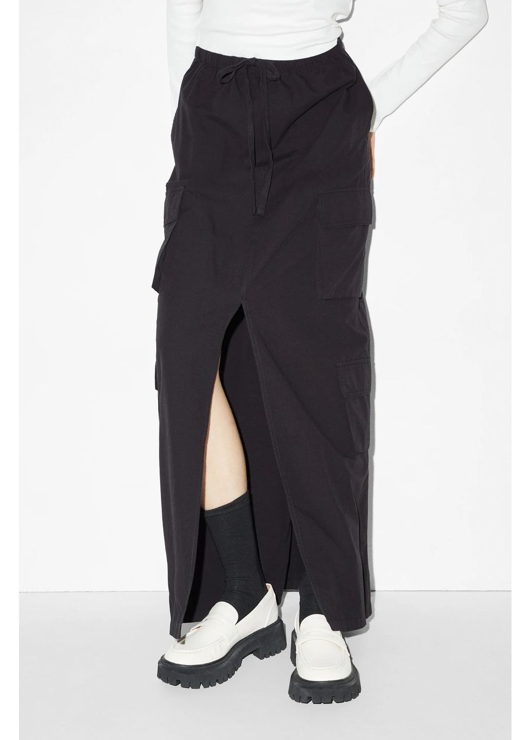 Черная кэжуал однотонная юбка макси карго C&A