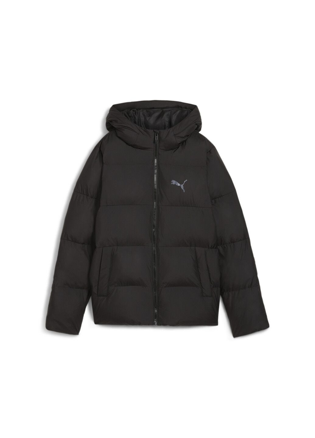 Черная демисезонная детская куртка poly hooded puffer jacket youth Puma