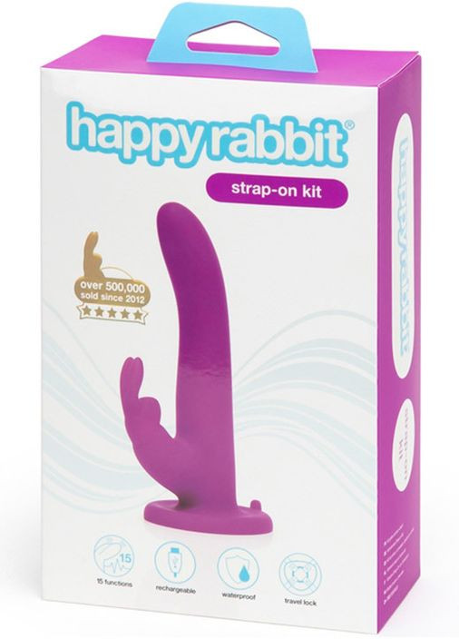 Страпон-кролик з вібрацією та трусиками Happy Rabbit Rechargeable Vibrating Strap-On Harness Set No Brand (303903175)