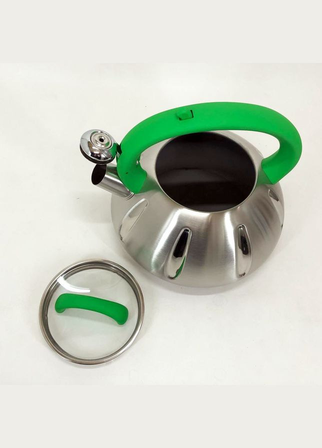 Чайник з нержавіючої сталі з пискавкою UN-5303 3 л, Кухонний чайник зі свистком OU-580 на плиту Unique (349822294)