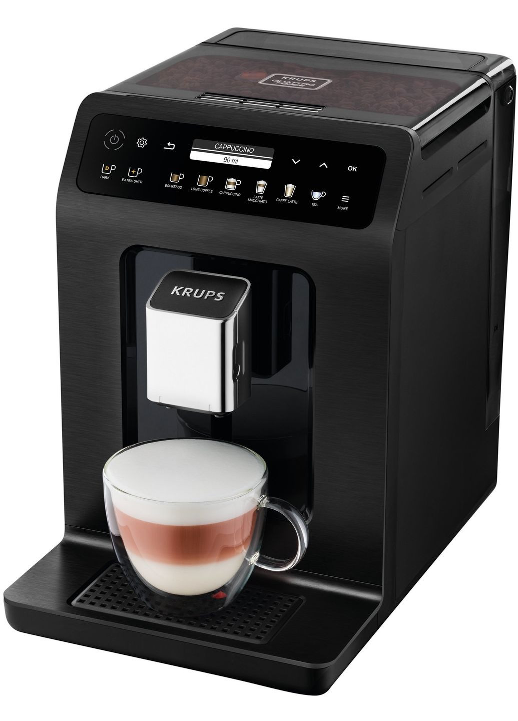 Кофемашина Evidence Plus Titanium, 2,3л, зерно, автомат.капуч, ОLED диспл, аторец.19, черный Krups (314780944)