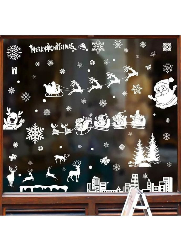 Набор новогодних наклеек на окно New Year 3 9116 20х30 см 9 листов No Brand (335583474)